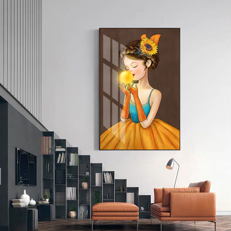 玄关装饰画现代简约客厅沙发背景墙挂画卡通壁画卧室床头轻奢晶瓷图片
