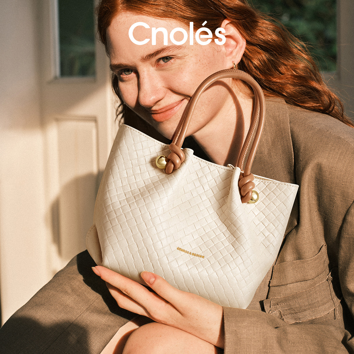 Cnoles蔻一编织手提包小拎包包2026夏季新款女士单肩菜篮子小挎包