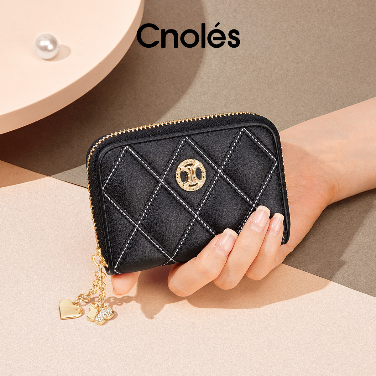 Cnoles蔻一新款短款钱包经典菱格设计多卡位钱包大容量便携小卡包,箱包皮具/热销女包/男包,钱包,淘宝优惠券,粉丝福利购,淘宝优惠卷