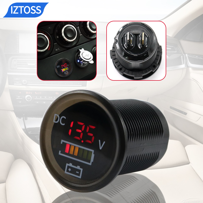 汽车改装车载防水电压表12V24V直流LED数显电压表彩屏摩托车通用