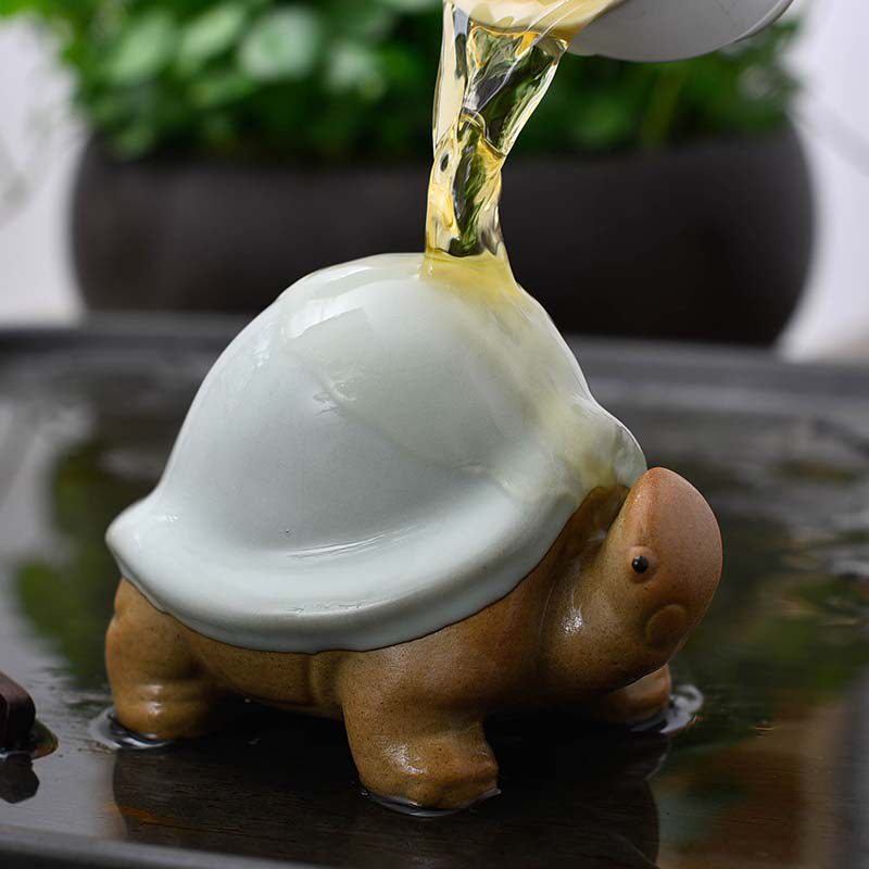 汝窑茶宠长寿龟功夫茶具配件陶瓷陶艺摆件紫砂茶玩茶道美到家