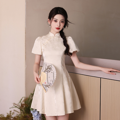春夏季新款新中式改良旗袍连衣裙小个子少女气质年轻款提花裙子