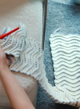 原创立体波纹秋冬围巾编织材料包波浪层次感亲肤围巾毛线手作diy