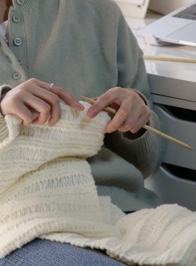 原创奶fufu的泡芙棉绒围巾手工diy软糯手感超亲肤毛线编织材料包