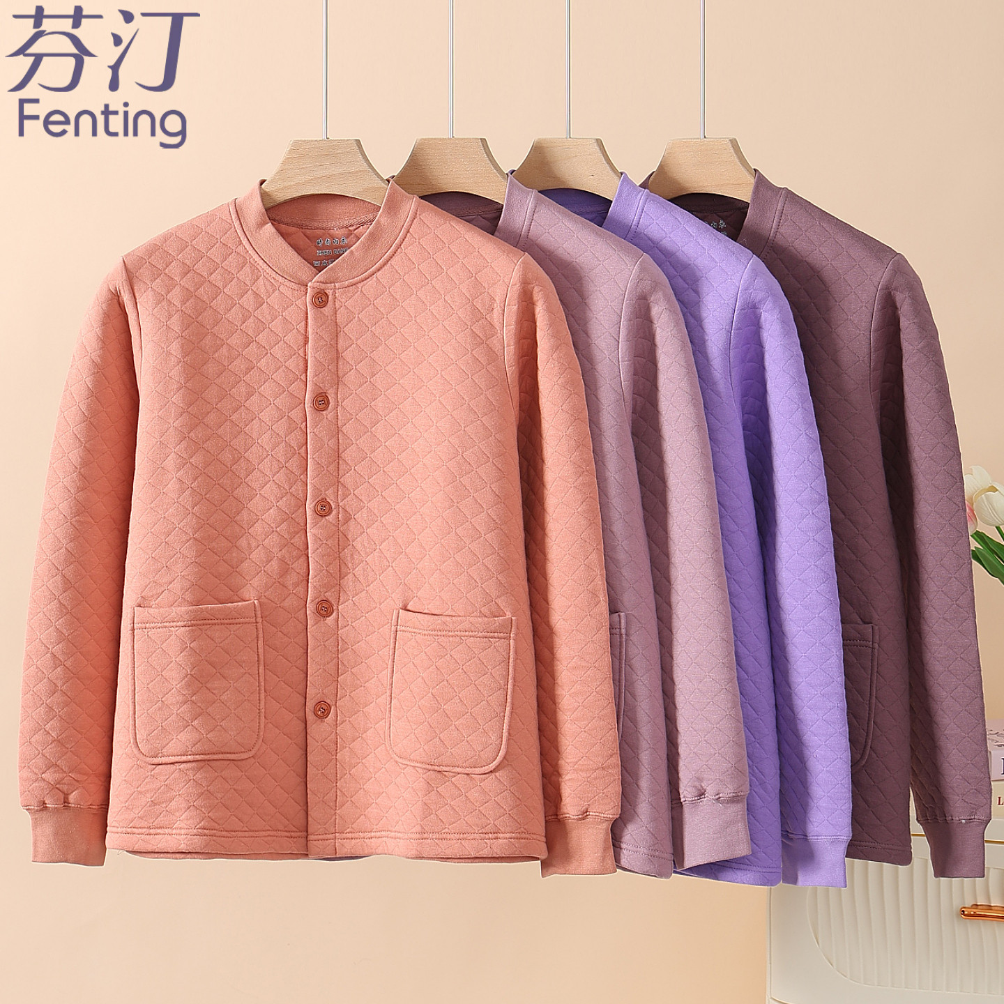 奶奶夹绒加厚上衣老年人冬装妈妈纯棉家居服老太太开衫保暖衣冬季