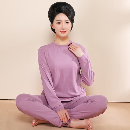 中老年人纯棉秋衣秋裤套装大码