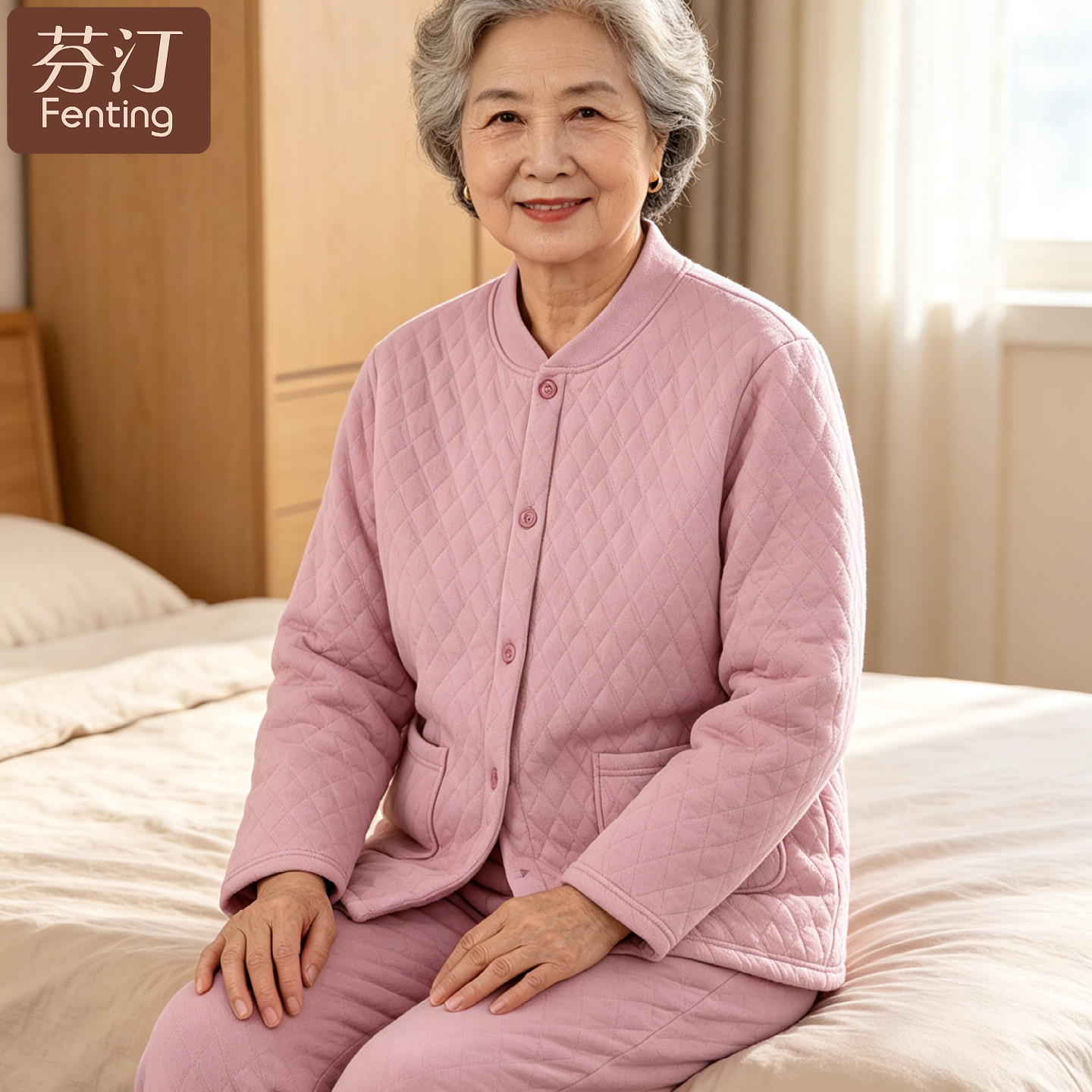 中年妈妈夹棉睡衣女款保暖加厚大码老年人纯棉秋冬奶奶家居服套装