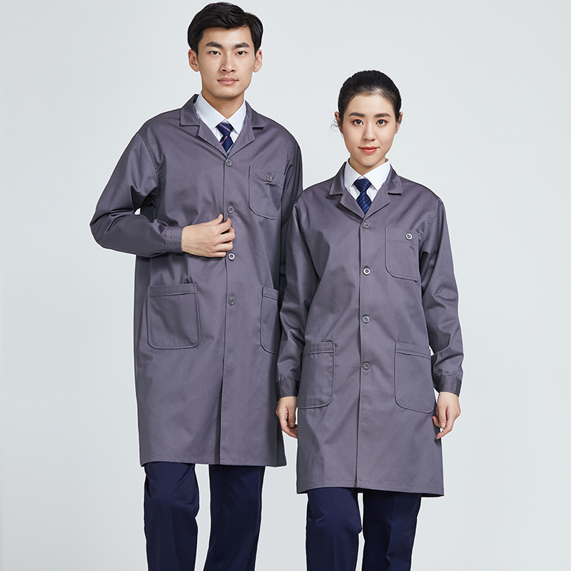 蓝大褂长款灰色实验室工作服