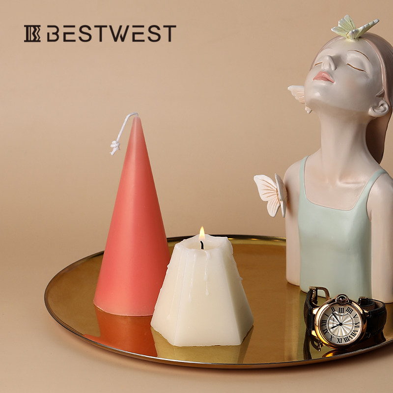best west 创意锥状香薰蜡烛摆件家用卧室内香氛烛光晚餐软装饰品