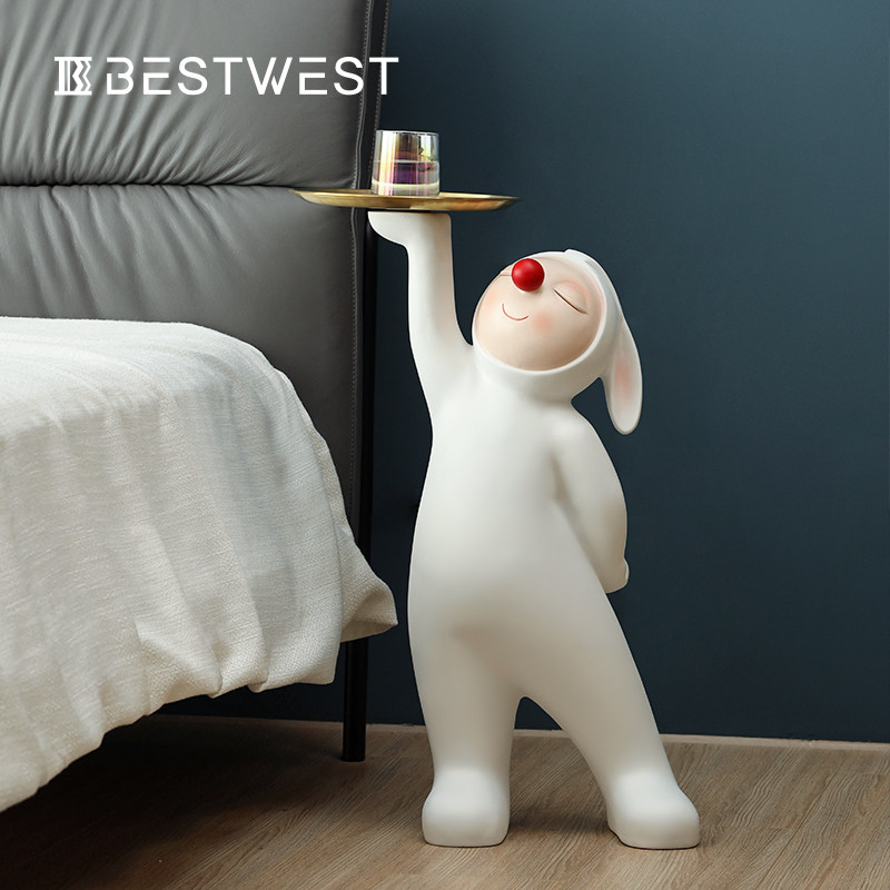 办公桌落地摆件卧室兔子客厅床头玄关送新人新婚边几玩偶乔迁礼物