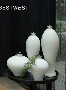 宋代美学花瓶白色景德镇陶瓷中式复古摆件艺术感插花器轻奢高级感