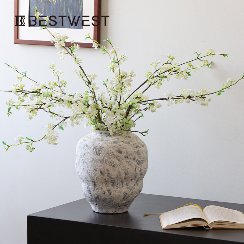 创意陶罐景德镇陶瓷花瓶落地摆件侘寂风插花复古中式轻奢干花客厅