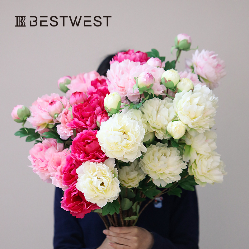 芍药牡丹花仿真花餐桌假花摆件仿生花束客厅摆放花艺轻奢高档插花