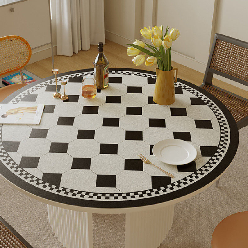 圆形茶几桌垫防水防油防烫皮革餐垫现代简约轻奢桌布学生定做桌垫
