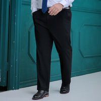 Men's plus-size suit pants for weight gain, plus-size dress pants, mid-high-waisted straight-leg trousers, black loose dress pants for fat men thumbnail 7
