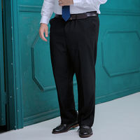 Men's plus-size suit pants for weight gain, plus-size dress pants, mid-high-waisted straight-leg trousers, black loose dress pants for fat men thumbnail 3