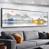 客厅装 饰画沙发背景墙画壁画新中式 挂画晶瓷办公室挂画墙壁山水画