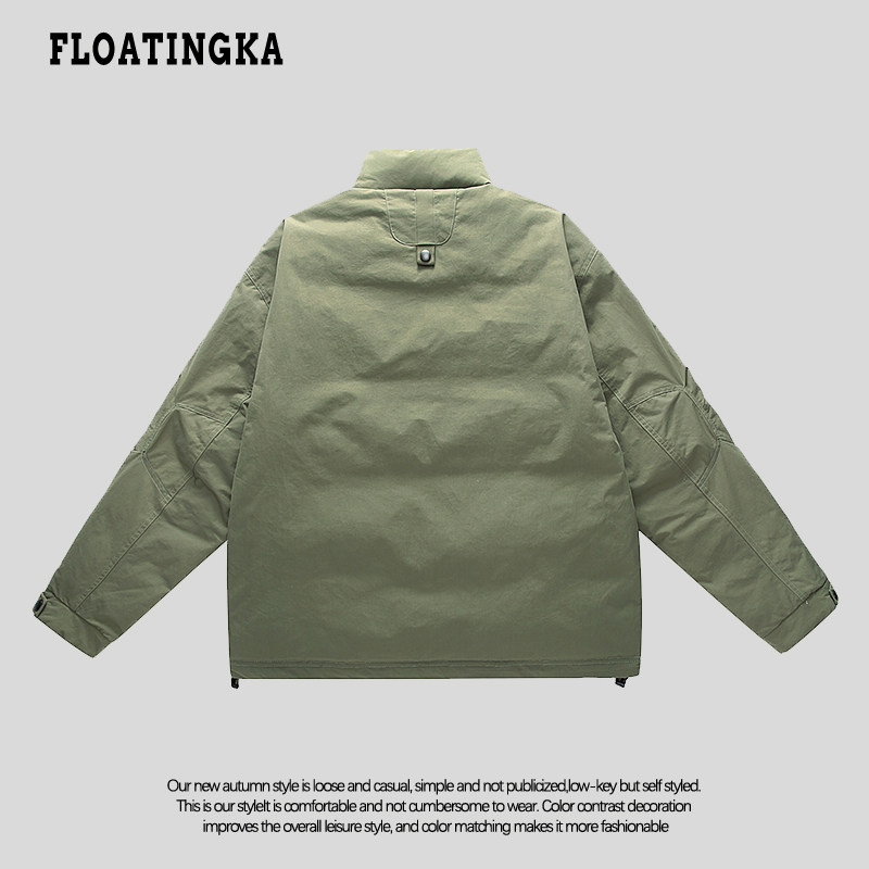 FLOATINGKA JAPANESE RETRO OUTDOOR CARGO DOWN JACKET MENS AND WOMENS WINTER WARM WHITE DUCK DOWN JACKET