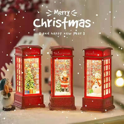 圣诞节装饰品雪花水晶球发光老人小风灯圣诞场景布置圣诞节礼物摆