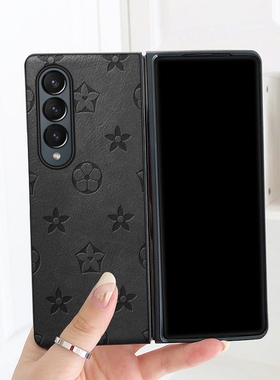 适用于三星W23 5G手机壳复古印花三星Galaxy W23 5G心系天下折叠屏皮纹壳SM-W9023防摔保护套欧美潮牌