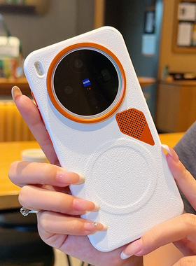 适用于VIVO X300Pro手机壳橙色金属镜头vivox200s素皮防摔vivox300创意自带散热小孔X200ProMini磁吸保护套