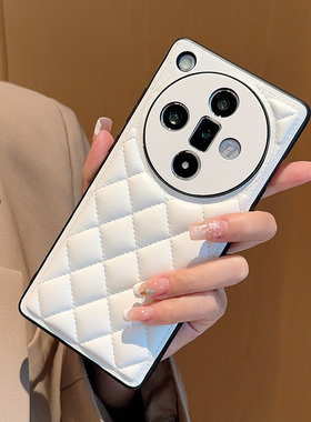 适用于oppofindx7手机壳高档菱格小香风白色OPPO Find X7Ultra网红壳简约奢华Hfindx7ultra创意时尚ins女