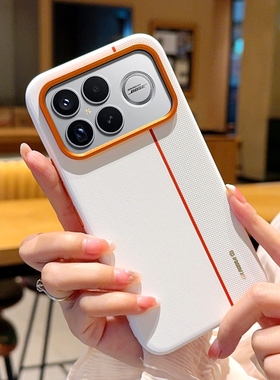 适用于小米REDMI K90 ProMax手机壳高级拼接色红米k90promax冠军版商务男女橙色金属按键红米K90全包保护套