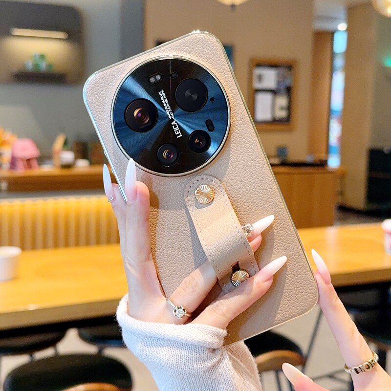 适用于小米17Ultra手机壳电镀银边Xiaomi 14Ultra太阳花钉腕带荔枝纹小米13Ultra防摔硬壳小米15Ultra保护套