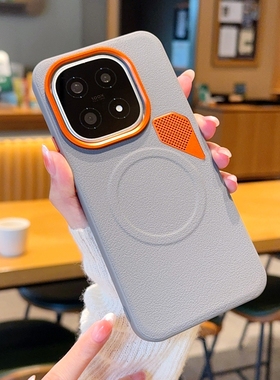 适用于vivo iQOO15手机壳创意高级橙色金属镜头iqoo15轻奢素皮防摔vivoiqoo15创意自带散热小孔磁吸外壳