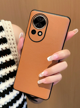 适用于华为nova12Pro手机壳高级感简约棕色皮质新款nova12活力版保护套简约奢华华为Nova12Ultra轻薄外壳防摔