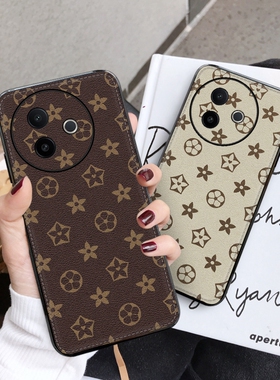 适用于vivo Y300i手机壳复古老花高档防摔V2444A皮纹壳黑色软边VIVO保护套奢华男女款v2444a硬壳新款外壳