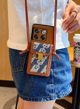 适用于一加ACEpro手机壳潮牌蓝色斜挎卡包1+acepro小众女款个性时尚网红oneplus新款超薄全包防摔保护套