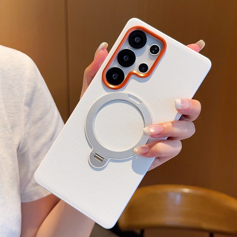 适用于三星S25Ultra手机壳带磁吸旋转支架三星s24ultra高级镜头红圈S24/S25Pro新款防摔全包三星S25Edge硬壳