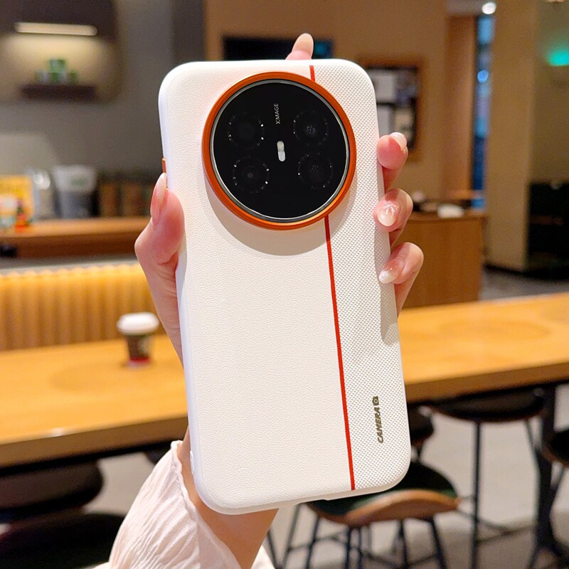 适用华为Mate70Air手机壳mate70rs保护套全包防摔轻奢金属按键60pro+新款硅胶软边高档mate80pro橙色金属镜头