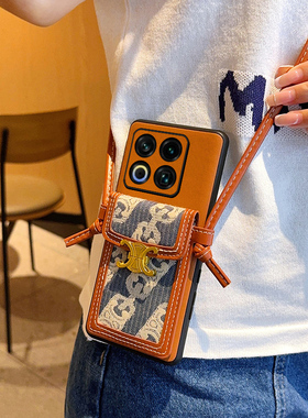 适用于魅族22手机壳高端潮牌仿蓝色布艺高级感棕色Meizu 22新款M582Q斜挎背带卡包挂绳保护套情侣