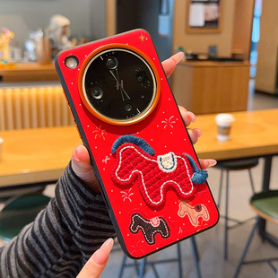 适用于OPPOFindX8S+手机壳皮纹壳TPU大红色喜庆刺绣小马findx8ultra新年款高端防摔oppofindx8硅胶软边保护套