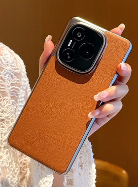 适用于荣耀Power手机壳高级感荔枝纹橙色荣耀power电镀三面壳底部不包DVD-AN00硬壳商务男女保护套