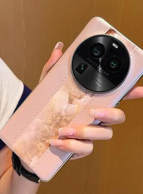 适用于oppofindx6手机壳高级感仿原拼接粉色oppofindx6pro新款防摔OPPO FindX6Pro皮质电镀银边蓝色保护套