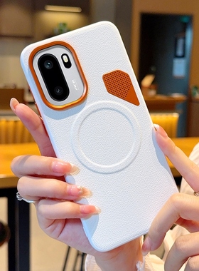 适用于一加Ace6手机壳创意高级橙色金属镜头1+ace6轻奢素皮防摔一加ace6自带散热小孔磁吸oneplus外壳