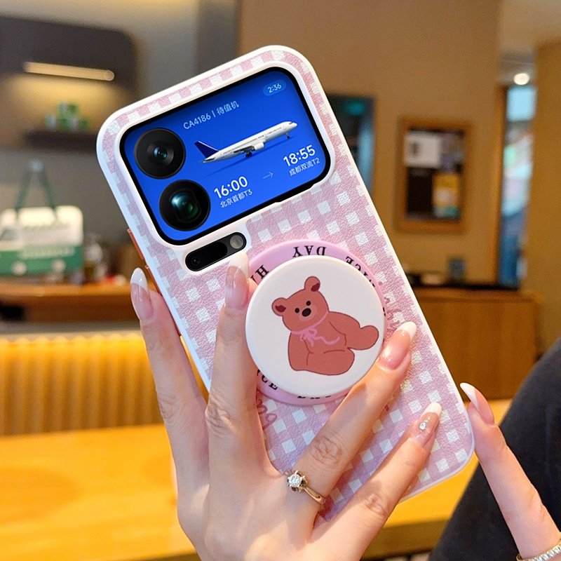 适用于小米17ProMax手机壳磁吸旋转支架金甲纯色xiaomi 17pro奢华卡通粉色小熊小米17全包爱心红色保护套