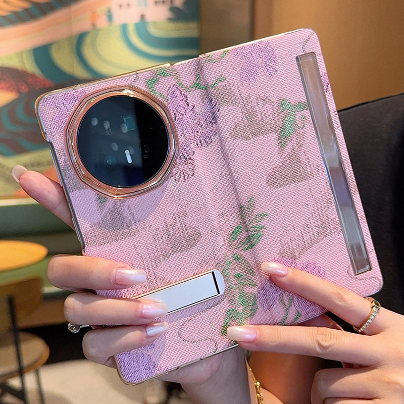 适用于荣耀magicv6手机壳粉嫩千鹤鸟魔术v3折叠屏带支架磁吸Magic V5翻盖皮套PNM-AN10新款magicvs3保护套