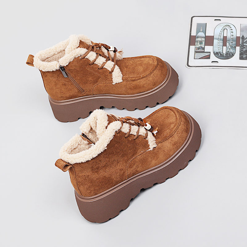 新款大码女鞋41-43冬季爆款棉靴2025休闲时尚短靴舒适加绒马丁靴