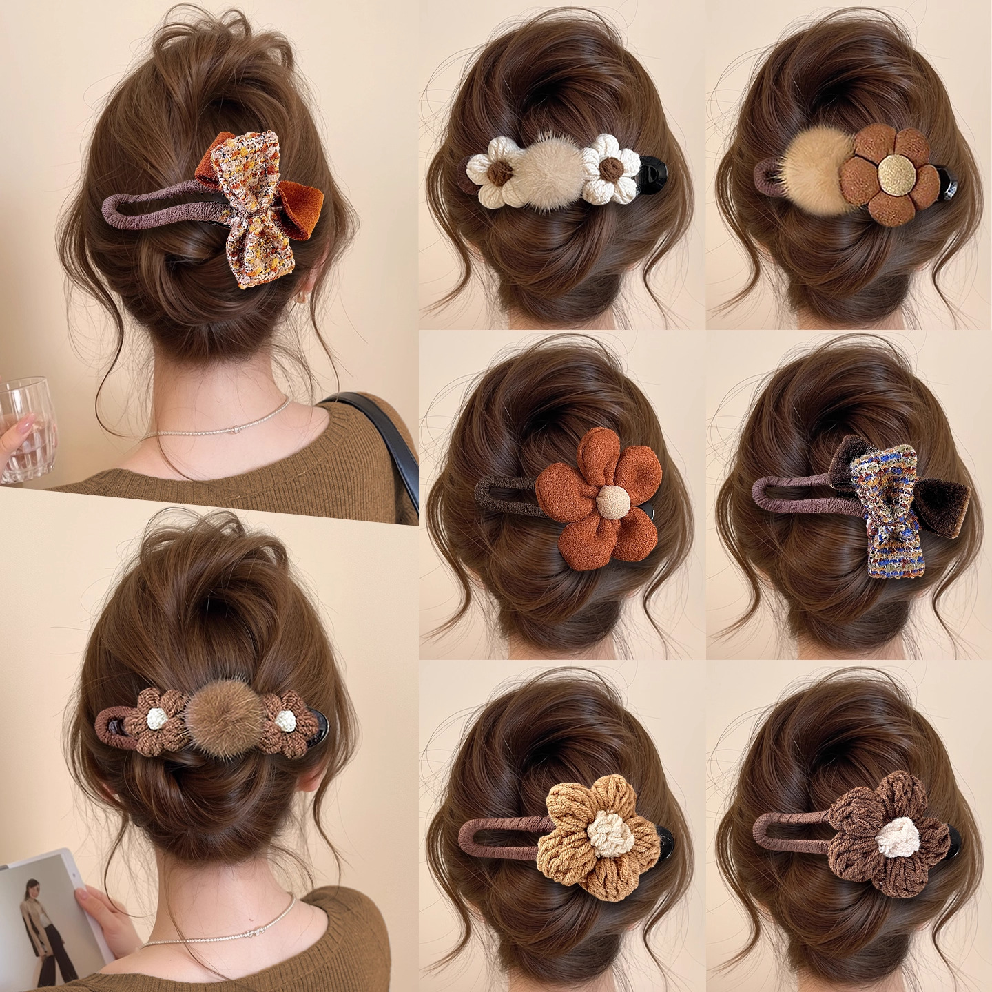 大号花朵鸭嘴夹发夹女发量多高级感后脑勺一字夹头发抓夹夹子头饰