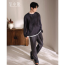 睡衣春秋季 条纹长裤 秋冬纯棉长袖 套装 可外穿家居服 高级感大码 男士