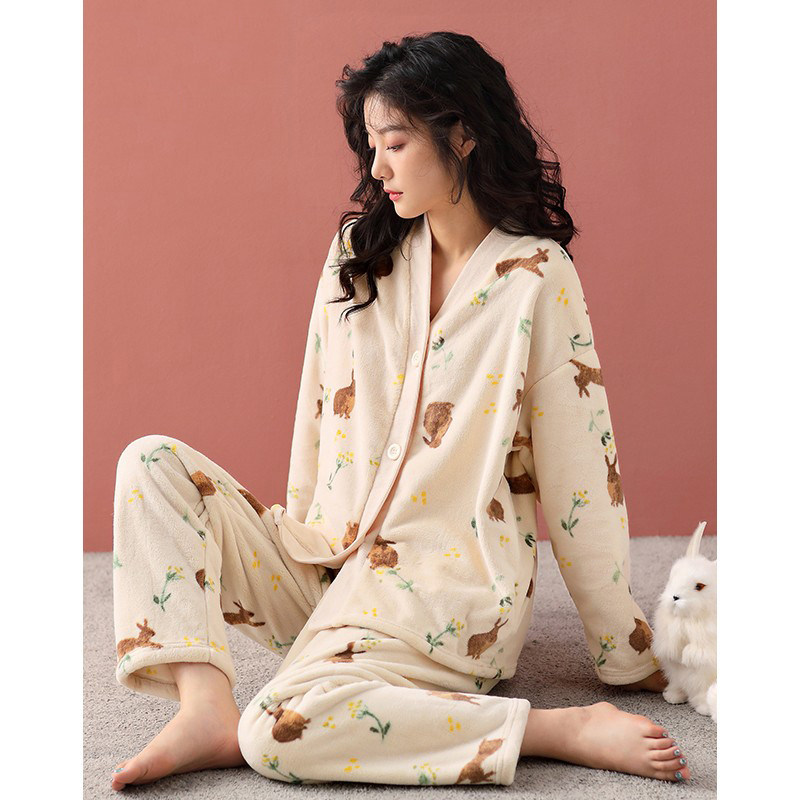 睡衣女珊瑚绒冬季加厚毛绒可爱卡通开衫家居服秋冬法兰绒保暖套装,女士内衣/男士内衣/家居服,睡衣/家居服套装,淘宝优惠券,粉丝福利购,淘宝优惠卷