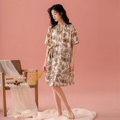 女士睡裙夏季 宽松睡衣 和服纯欲风睡袍高级感女人时尚 纯棉短袖 日式