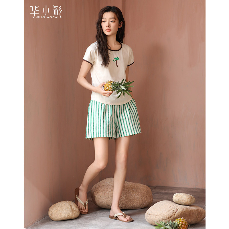带胸垫睡衣女2026新款夏季凉感莫代尔棉短袖休闲可外穿出门家居服