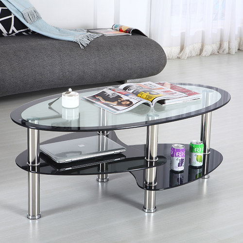 椭圆形钢化玻璃客厅沙发桌子茶几