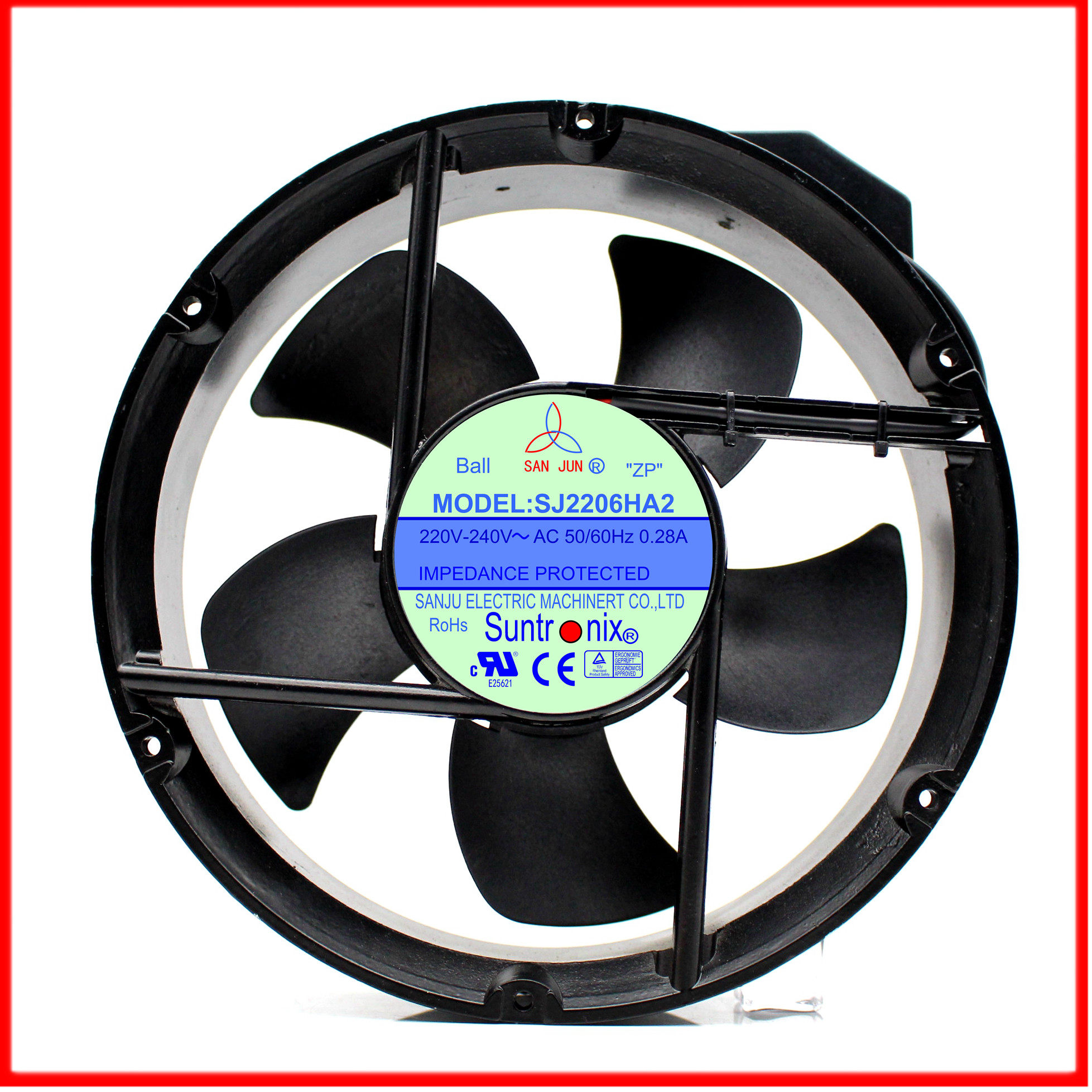 台湾三巨 SJ2206HA2 22060 AC220V 全金属 耐高温 散热风扇 20cm