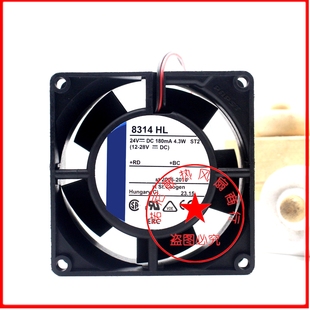 原装德国 8314HL 24V 180mA 4.3W 2线变频器风扇 8032/8CM